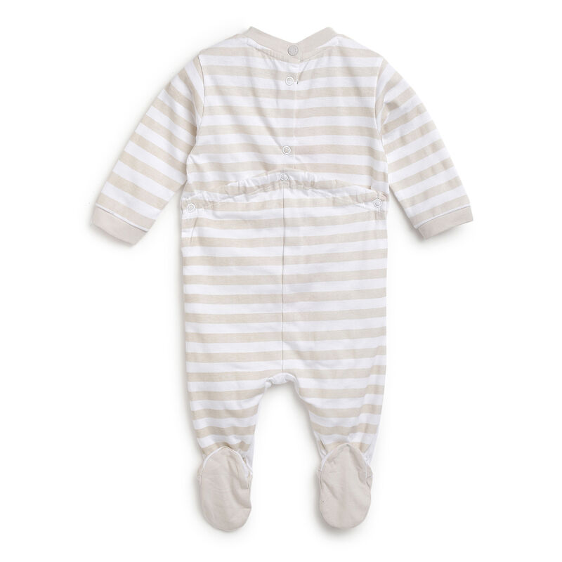 Infants White Printed Nappy Opening Babysuit image number 1